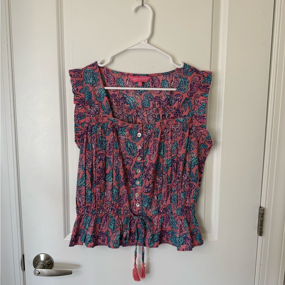 Simply Southern Seahorse Pattern Blouse